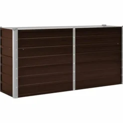 Hævet plantekasse i galvaniseret stål - 160x40x77 cm | Farve: Brun