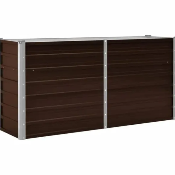 Hævet plantekasse i galvaniseret stål - 160x40x77 cm | Farve: Brun
