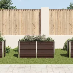 Hævet plantekasse i galvaniseret stål - 160x40x77 cm | Farve: Brun