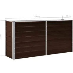 Hævet plantekasse i galvaniseret stål - 160x40x77 cm | Farve: Brun