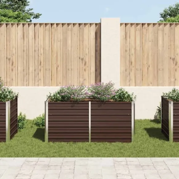 Hævet plantekasse i galvaniseret stål - Stilfuld til altan eller terrasse | Størrelse: 160x80x77 cm | Farve: Brun