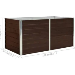 Hævet plantekasse i galvaniseret stål - Stilfuld til altan eller terrasse | Størrelse: 160x80x77 cm | Farve: Brun