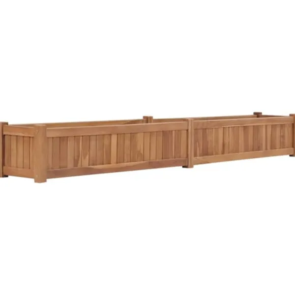 Hævet plantekasse i massivt teaktræ | Størrelse: 200x30x25 cm