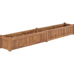 Hævet plantekasse i massivt teaktræ | Størrelse: 200x30x25 cm