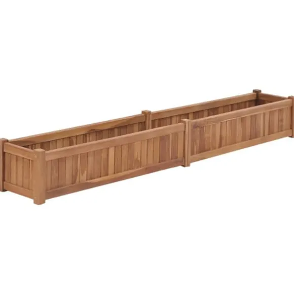 Hævet plantekasse i massivt teaktræ | Størrelse: 200x30x25 cm