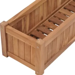 Hævet plantekasse i massivt teaktræ | Størrelse: 200x30x25 cm