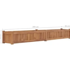 Hævet plantekasse i massivt teaktræ | Størrelse: 200x30x25 cm