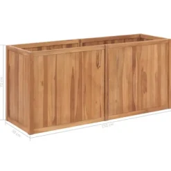 Hævet plantekasse i massivt teaktræ - Udsmykning til haven | Størrelse: 150x50x70 cm