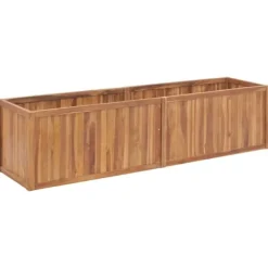 Hævet plantekasse i teaktræ - Holdbart højbed | Størrelse: 200x50x50 cm