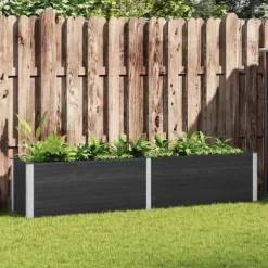 Hævet plantekasse i træ-plastkomposit - Blomsterbed | Farve: Grå | Størrelse: 250x50x91 cm