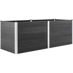 Hævet plantekasse i træ-plastkomposit - Blomsterbed | Farve: Grå | Størrelse: 250x50x91 cm