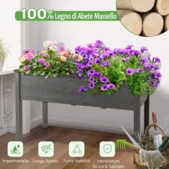Hævet Plantekasse, 125x59x76 cm, Grå