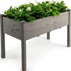 Hævet Plantekasse, 125x59x76 cm, Grå