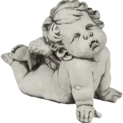 Hvid Havefigur Engleskulptur Liggende Engel Adaś