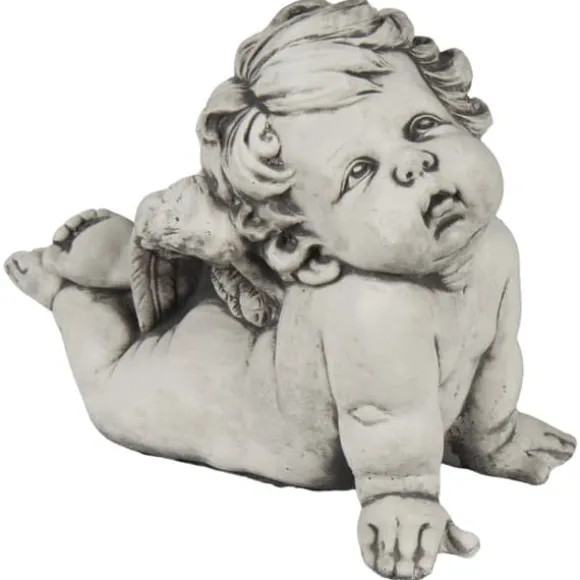 Hvid Havefigur Engleskulptur Liggende Engel Adaś