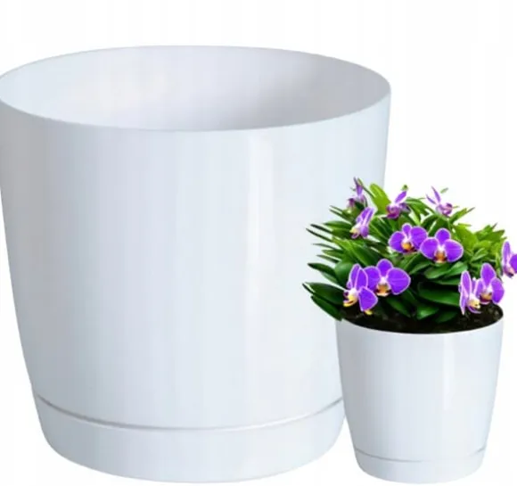 Hvid urtepotte med underkop COUBI DUOP280-S449