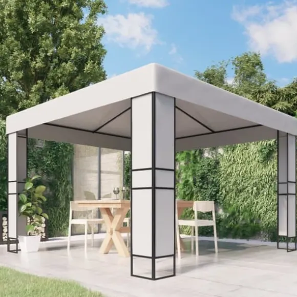 Hvid 3x3 m pavillon med dobbelttag - Robust og vandafvisende | Farve: Hvid | Størrelse: 3x3 m