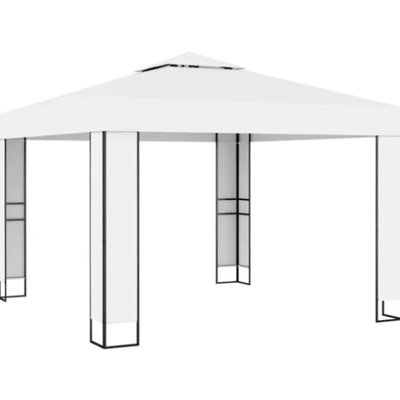 Hvid 3x3 m pavillon med dobbelttag - Robust og vandafvisende | Farve: Hvid | Størrelse: 3x3 m