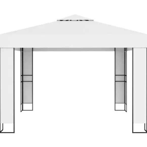 Hvid 3x3 m pavillon med dobbelttag - Robust og vandafvisende | Farve: Hvid | Størrelse: 3x3 m