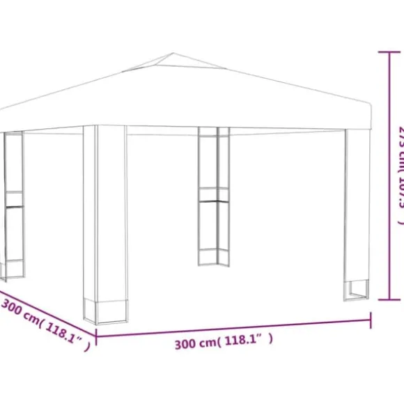 Hvid 3x3 m pavillon med dobbelttag - Robust og vandafvisende | Farve: Hvid | Størrelse: 3x3 m