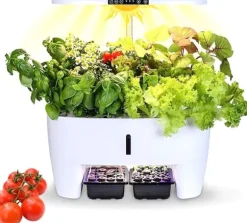 Hydroponics 16 kapsler vækstsystem sæt urtehave med LED-lys vækstpotte indendørs havepotte til hjemmekontor