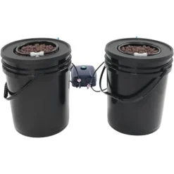 Hydroponisk DWC dyrkningssystem - Komplet sæt - 2×18,9 L spande - Luftpumpe 4×4 L/min - 220V 50Hz EU-stik - PP-plast - Sort