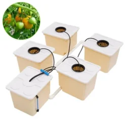 Hydroponisk dyrkningsanlæg - 4-spands drypvandingskit indendørs - Hver spand 11 L - Pumpe 220–240 V/50 Hz - 4 W - 300 L/t - PP-plast