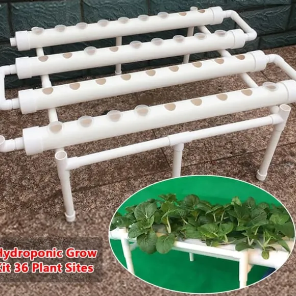Hydroponisk dyrkningssæt - 1-lags system - 36 plantehuller - Huldiameter 3,2 cm - PVC-U - Vandsparende - Lavendel