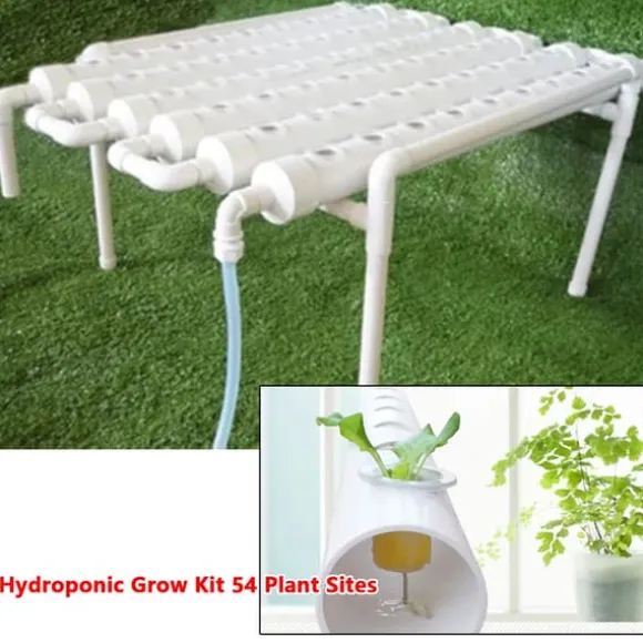 Hydroponisk dyrkningssæt - 1-lagssystem - 54 huller - PVC-U - Huldiameter 3,2 cm - 4/6 rør - Lilla