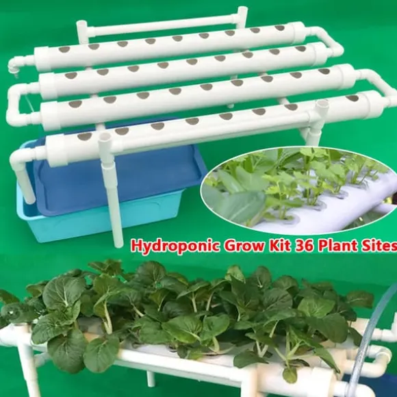 Hydroponisk dyrkningssæt - 1-lagssystem - 54 huller - PVC-U - Huldiameter 3,2 cm - 4/6 rør - Lilla
