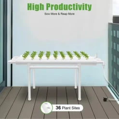 Hydroponisk dyrkningssæt - 1-lags system - 4 rør - 36 plantehuller - Rør Ø 6,3 cm - Hul Ø 3,2 cm - Plast - Hvid