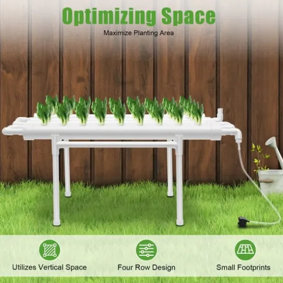 Hydroponisk Dyrkningssæt - 1-Lags System - 36 Plantehuller - PVC-U - Huldiameter 3,2 cm - Rør Ø 6,3 cm - Hvid