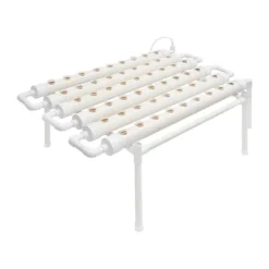 Hydroponisk Dyrkningssæt - 1-Lags System - 36 Plantehuller - PVC-U - Huldiameter 3,2 cm - Rør Ø 6,3 cm - Hvid