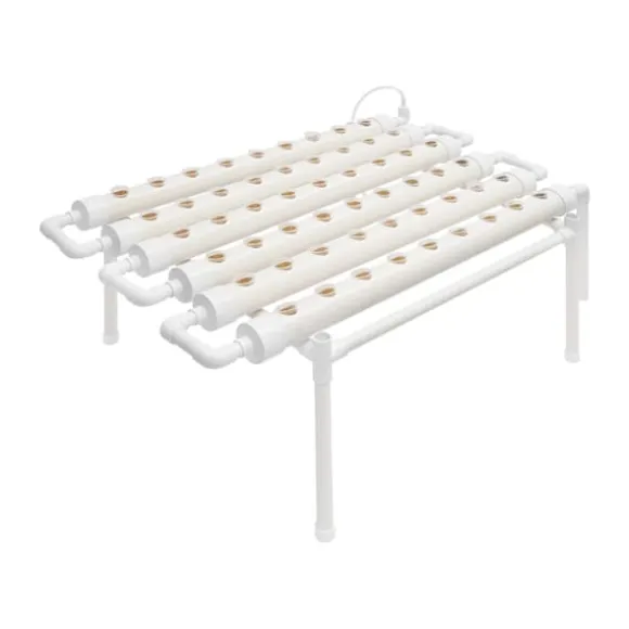 Hydroponisk Dyrkningssæt - 1-Lags System - 36 Plantehuller - PVC-U - Huldiameter 3,2 cm - Rør Ø 6,3 cm - Hvid