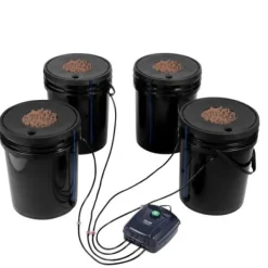 Hydroponisk dyrkningssystem, Deep Water Culture 4 spande, 30x30x38 cm, sort, PP-materiale