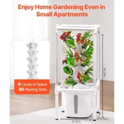 Hydroponisk Dyrkningssystem med Grow Light, 30 Pods Hydroponiske Tårnhave, Belysning til Indendørs Havebrug