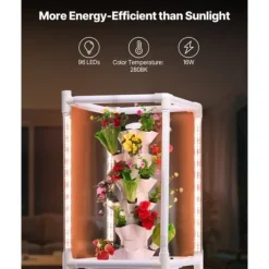 Hydroponisk Dyrkningssystem med Grow Light, 30 Pods Hydroponiske Tårnhave, Belysning til Indendørs Havebrug