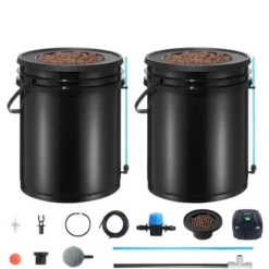 Hydroponisk dyrkningssystem, Deep Water Culture 30x30x38 cm, sort, 2 spande