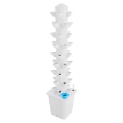 Hydroponisk dyrkningssystem - Vertikalt tårn - 45 plantehuller - 115 cm - Børsteløs DC-pumpe - 95–245 V EU/US-stik - PP-plast - Hvid