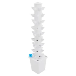 Hydroponisk dyrkningssystem - Vertikalt tårn - 45 plantehuller - 115 cm - Børsteløs DC-pumpe - 95–245 V EU/US-stik - PP-plast - Hvid