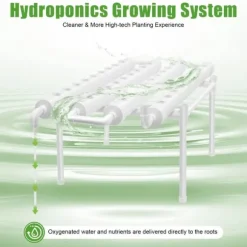 Hydroponisk dyrkningssystem - NFT rørkit - 1 Niveau - 36 Plantehuller - 4 Rør - PVC-U - Rør Ø6,3 cm - Hulafstand 8 cm - Hvid