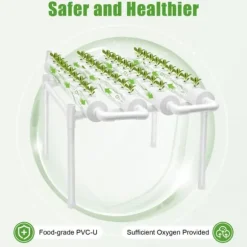 Hydroponisk dyrkningssystem - NFT rørkit - 1 Niveau - 36 Plantehuller - 4 Rør - PVC-U - Rør Ø6,3 cm - Hulafstand 8 cm - Hvid