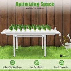 Hydroponisk dyrkningssystem - NFT rørkit - 1 Niveau - 36 Plantehuller - 4 Rør - PVC-U - Rør Ø6,3 cm - Hulafstand 8 cm - Hvid