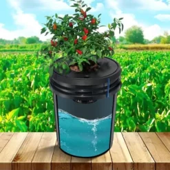 Hydroponisk dyrkningssystem, Deep Water Culture 8 spande, 30x30x38 cm, sort, PP materiale