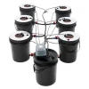 Hydroponisk dyrkningssystem - sæt - 7 dele - 20 l spande - jordfri dyrkning - med luftpumpe - sort