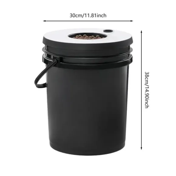 Hydroponisk dyrkningssystem - sæt - 7 dele - 20 l spande - jordfri dyrkning - med luftpumpe - sort