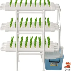 Hydroponisk grøntsagsdyrkningskit, 3 lag, 108 plantepladser, PVC-materiale, jordløs system, kompakt design