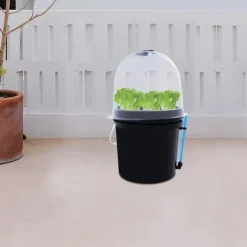 Hydroponisk kloningsmaskine - Aeroponisk formeringsboks - 8 huller - 5 l - Tågeteknologi - Rund - PP/PVC - Sort