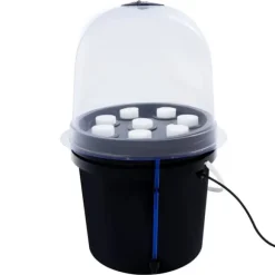 Hydroponisk kloningsmaskine - Aeroponisk formeringsboks - 8 huller - 5 l - Tågeteknologi - Rund - PP/PVC - Sort