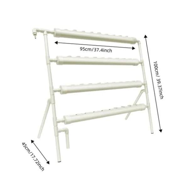 Hydroponisk system - Vertikalt plantetårn - 4 niveauer - 36 plantehuller - Indendørs/udendørs - Hvid